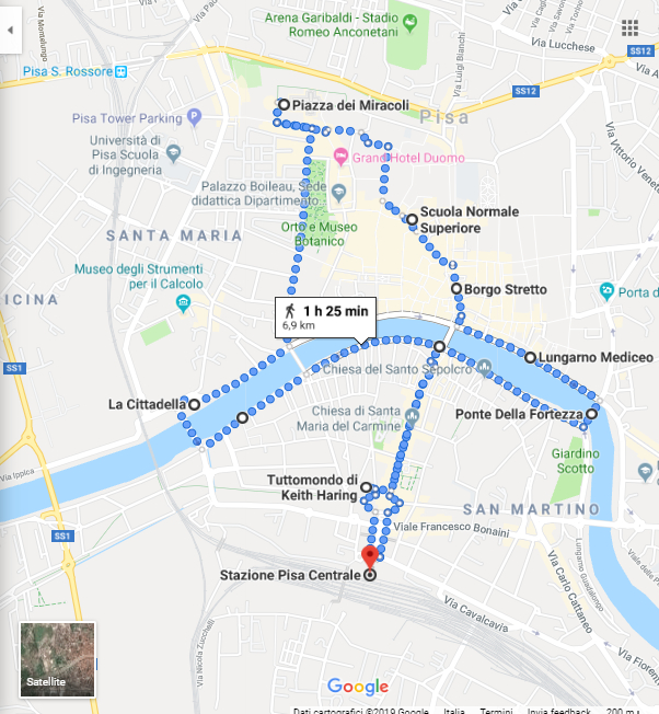 Itinerario Pisa a piedi
